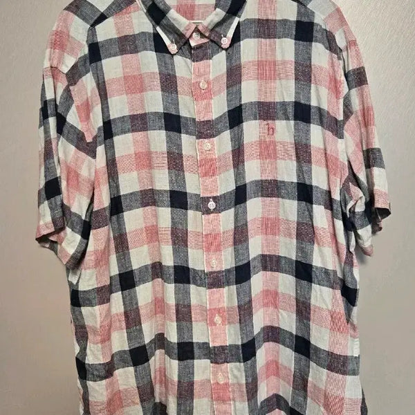 [BUNJANG] Hazzys Check Short Sleeve Shirt Pink / 헤지스 체크 반팔 셔츠 핑크