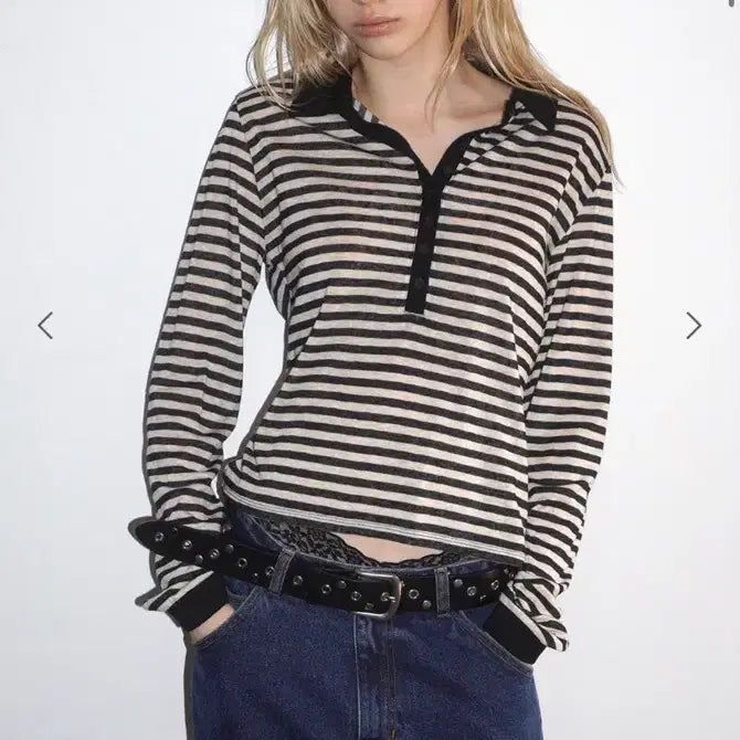 [BUNJANG] Sunburn Project Stripe Long Sleeve Top Black / sunburnproject 선번프로젝트 스트라이프 롱슬리브 탑 블랙