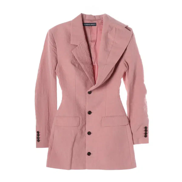 [BUNJANG] Y PROJECT Asymmetrical Hourglass Linen Blazer Dress Pink / 와이프로젝트 비대칭 아워글래스 린넨 블레이저 원피스 핑크