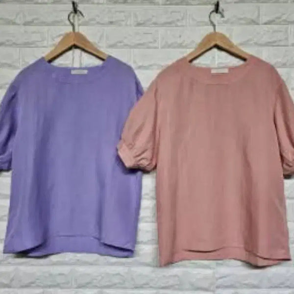 [BUNJANG] Puff Short Sleeve Blouse / 베이지or핑크or퍼플or블루 퍼프 반팔 블라우스