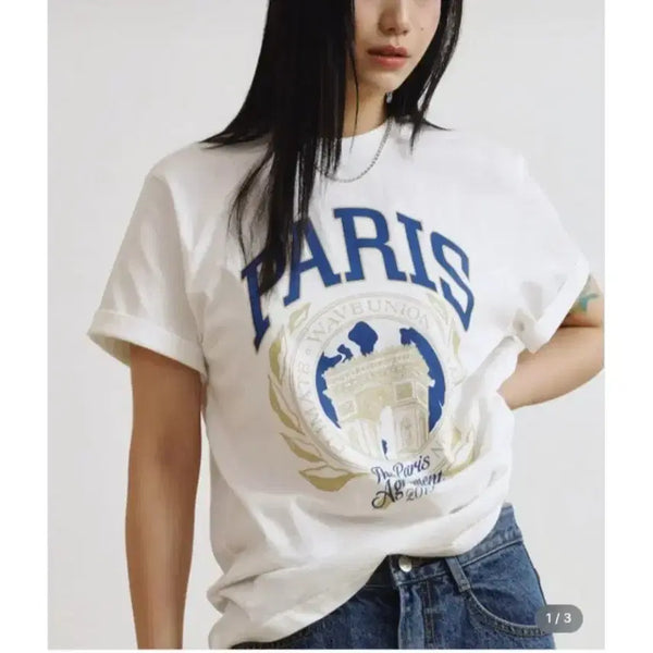 [BUNJANG] Waveunion Paris T-Shirt - White / 웨이브유니온 파리스 티셔츠 - 화이트