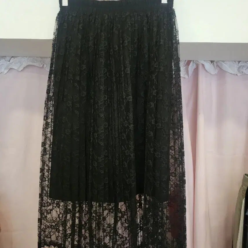 [BUNJANG] Black Lace Long Skirt / 블랙 레이스 롱 스커트