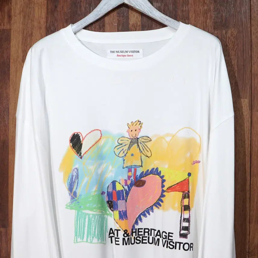 [BUNJANG] THE MUSEUM VISITOR Child Drawing Long Sleeve T-Shirt / 더 뮤지엄 비지터 차일드 드로잉 슬리브