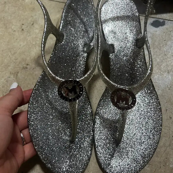 [BUNJANG] M Misura Silver Glitter Jelly Sandals (235cm) / 메트로시티 실버 글리터 젤리 샌들 235cm