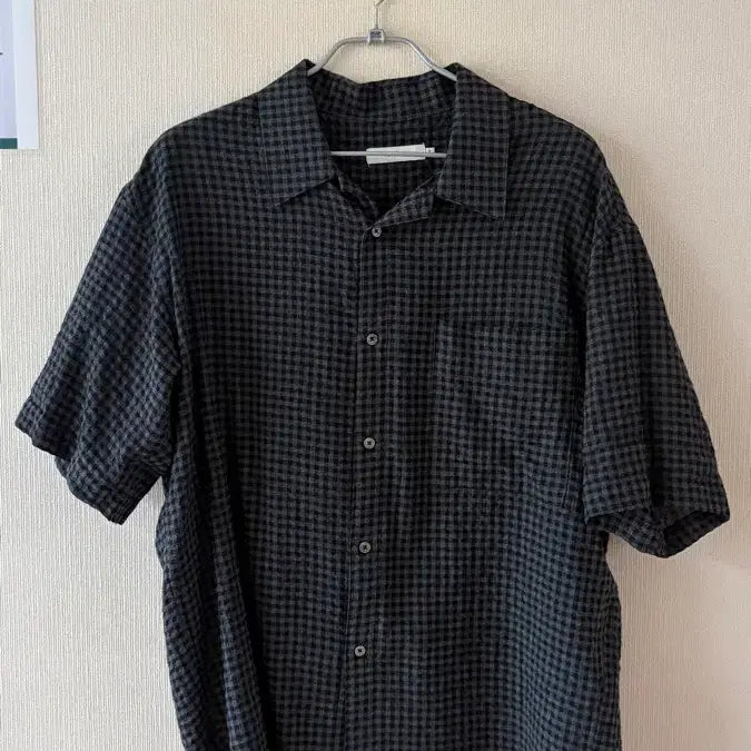 [BUNJANG] Arban Sand Check Half Shirt Sand Black Size 2 / 아르반 샌드 체크 하프 셔츠 샌드 블랙 2사이즈