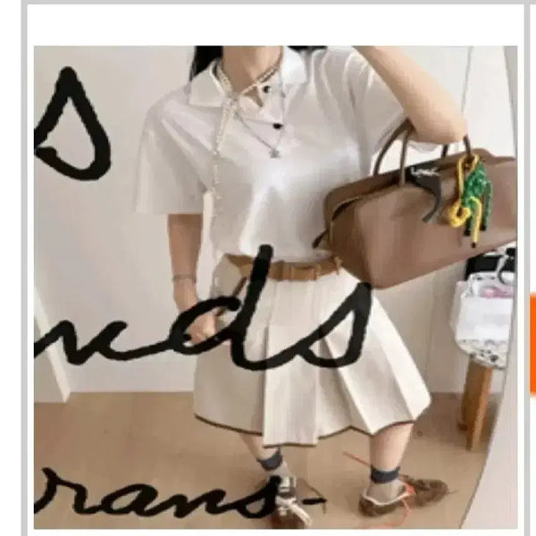 [BUNJANG] Partysu Short-Sleeve Polo Shirt - Ivory / 파티수 반팔 카라티 - 아이보리