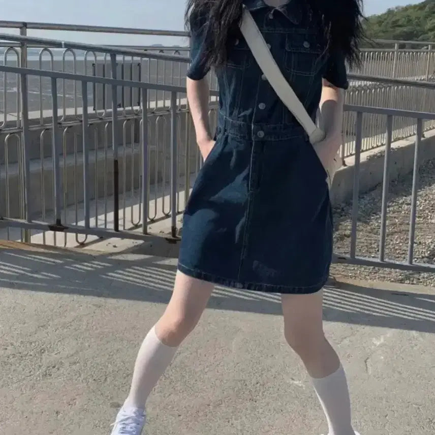 [BUNJANG] Aniewaymore 'Cheong' Denim Pocket Shirt Dress / 애니원모어 청 데님 포켓 셔츠 원피스