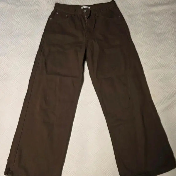 [BUNJANG] SIMIO Brown Wide Pants / SIMIO 브라운 와이드 팬츠 34