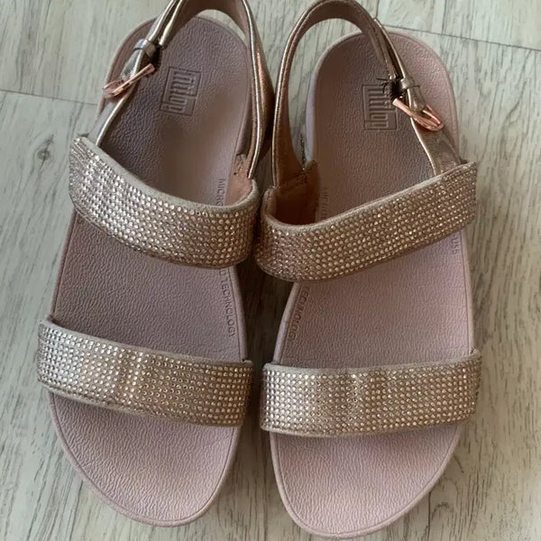 [BUNJANG] Fitflop Rose Gold Cubic Strap Sandals / 핏플랍 샌들 로즈골드 큐빅 스트랩