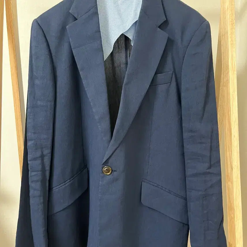 [BUNJANG] Vivienne Westwood Navy Slim Fit Linen Blend Jacket (Size 50) / 비비안웨스트우드 네이비 슬림핏 리넨 자켓 50 매장판