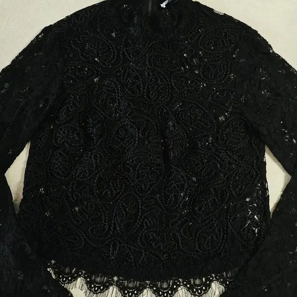 [BUNJANG] Zara Black Floral Lace Blouse / 자라블랙 프로럴풍레이스 블라우스