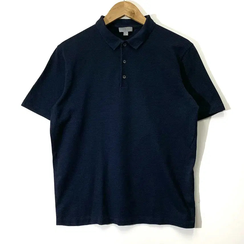 [BUNJANG] COS Waffle Short-Sleeve PK Polo T-Shirt Dark Navy / 코스 와플 반팔 PK카라티 다크네이비