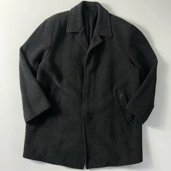 [BUNJANG] Saint Laurent Grey Herringbone Wool Embroidered Coat / YSL  입생로랑 울 자수 그레이 해링본 코트