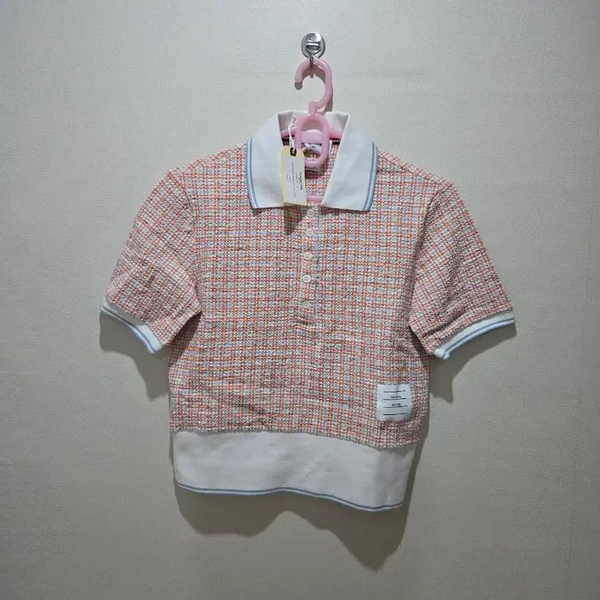 [BUNJANG] Thom Browne Women's Check Collar Short Sleeve T-Shirt / 톰브라운 여성용 체크 카라 반팔티 40