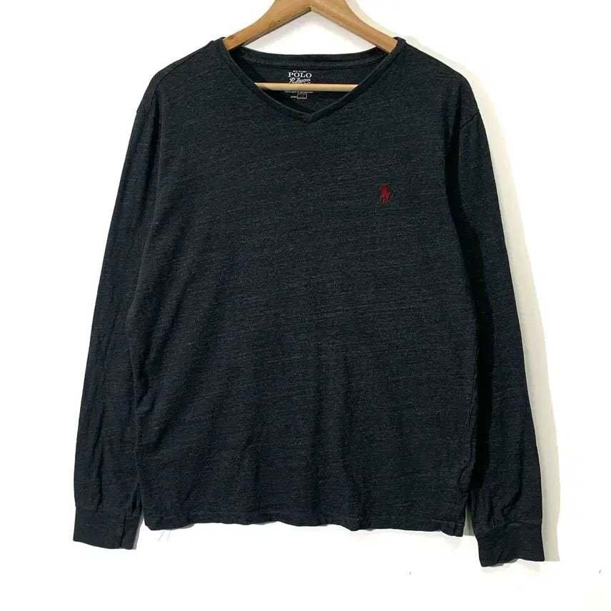 [BUNJANG] Polo Charcoal Long Sleeve T-Shirt / 폴로 차콜그레이 긴팔 롱슬리브 티셔츠