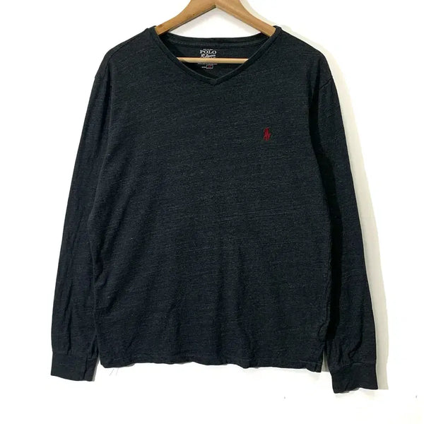 [BUNJANG] Polo Charcoal Long Sleeve T-Shirt / 폴로 차콜그레이 긴팔 롱슬리브 티셔츠