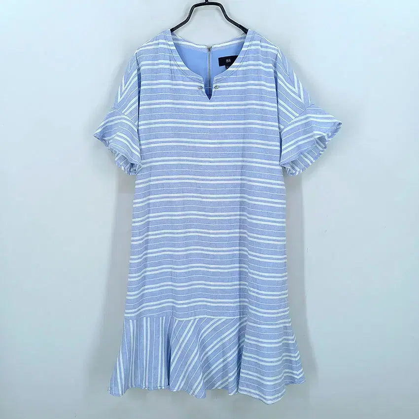 [BUNJANG] Women's Summer Stripe Short Sleeve Mini Dress Sky Blue / 씨 여성 여름 스트라이프 반팔미니원피스 스카이85 (HU45951)