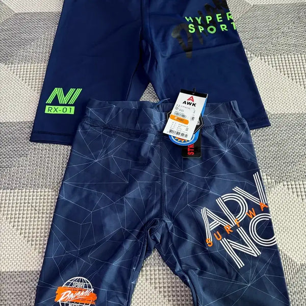[BUNJANG] Children's Water Play Pants Set (Navy Geometric Pattern) - Size 155 / (새상품) 아동 물놀이팬츠 155, 2종 일괄판매