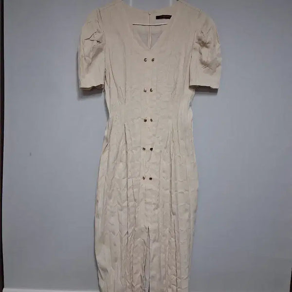 [BUNJANG] LETQSTUDIO Beige Pintuck Dress (Size S) / LETQSTUDIO 베이지색 핀턱 원피스(S)