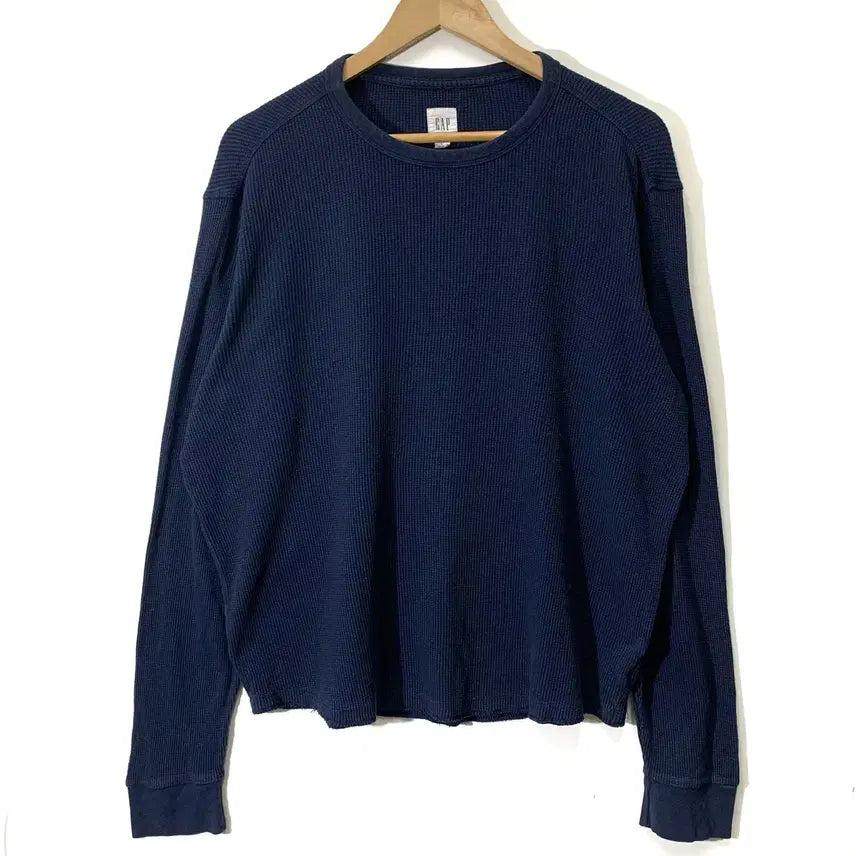 [BUNJANG] Gap Plain Navy Waffle Long Sleeve T-Shirt / 갭 무지 네이비 와플 롱슬리브 긴팔티