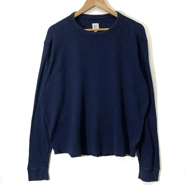 [BUNJANG] Gap Plain Navy Waffle Long Sleeve T-Shirt / 갭 무지 네이비 와플 롱슬리브 긴팔티