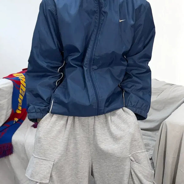 [BUNJANG] Nike 00s Blue Piping Windbreaker Jacket / 나이키 00s 블루 파이핑 바람막이 150
