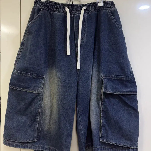 [BUNJANG] Denim Cargo Bermuda Shorts / 진청 워싱 카고 버뮤더
