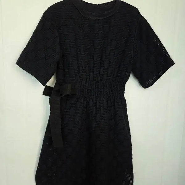 [BUNJANG] Mine Black Midi Dress with Waist String and Ribbon Detail / 마인 원피스 허리 스트링 리본  봉7