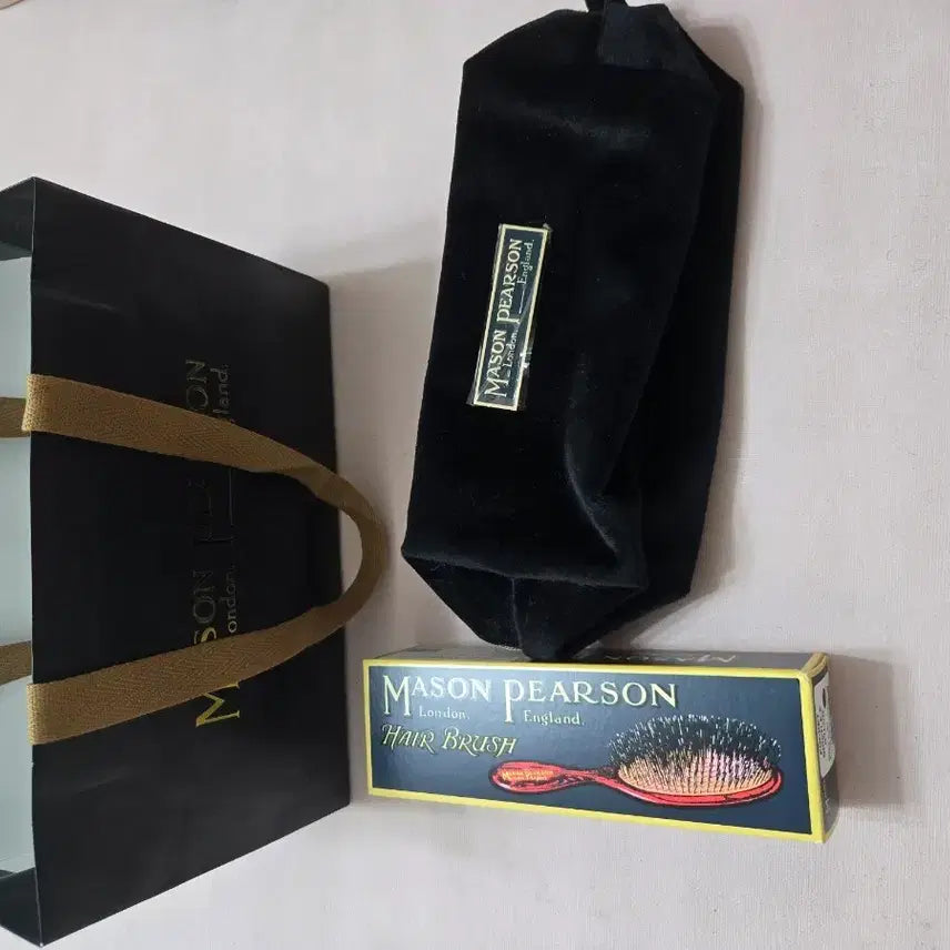 [BUNJANG] Mason Pearson Dark Ruby Pocket Size Hair Brush Set / 메이슨피어슨 다크루비 헤어브러쉬 박스 + 쇼핑백