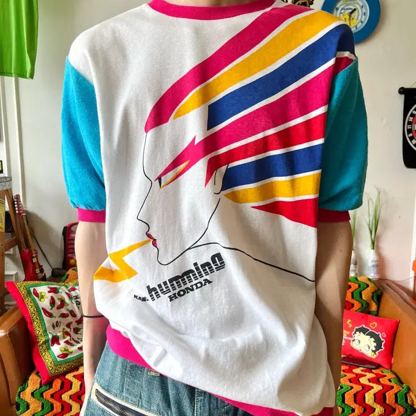 [BUNJANG] Kansai Yamamoto x Honda 80s Archive Collaboration Short Sleeve T-Shirt / 80s Kansai Yamamoto X Honda 간사이 야마모토 혼다 아카이브 일본 빈티지 반팔 티셔츠