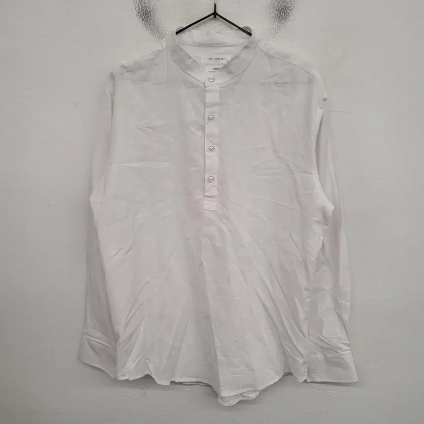 [BUNJANG] YSK Linen Henry Neck Shirt (100/L) / [100/L] YSK 헨리넥 린넨 셔츠