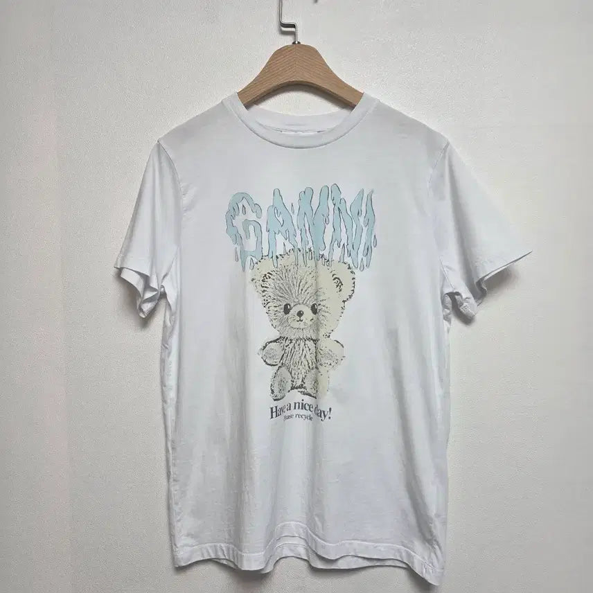 [BUNJANG] GANNI Teddy Logo Basic Short Sleeve T-Shirt White (XS) / 가니 테디 로고 프린팅 베이직 반팔티 화이트(XS) 260716_4