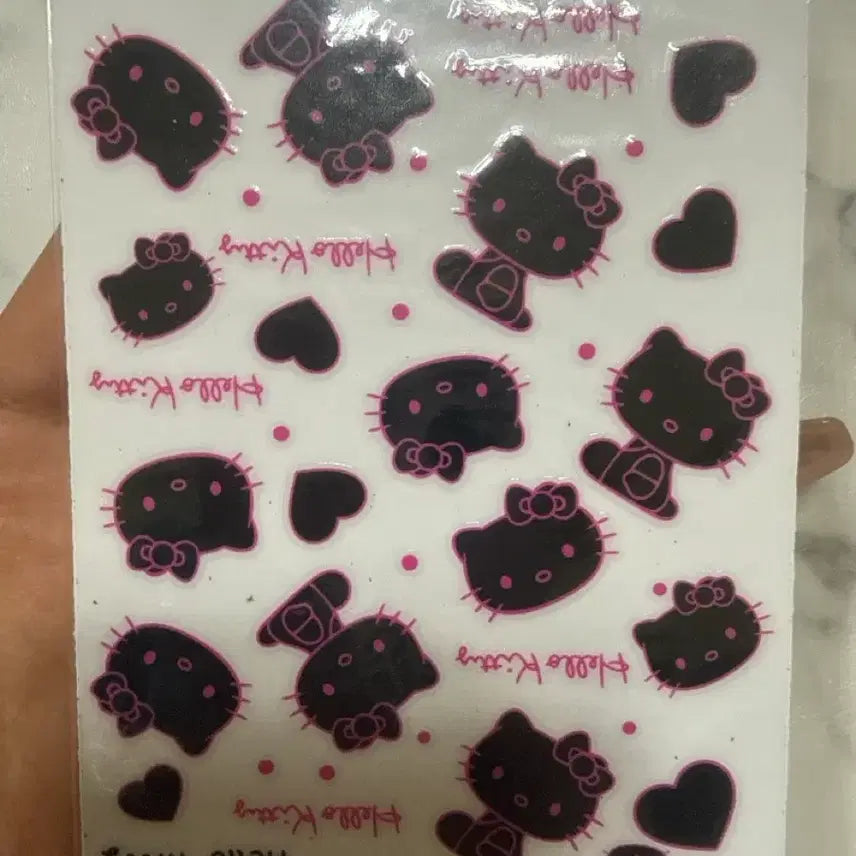 [BUNJANG] Sanrio Hello Kitty Sticker Set - Black & Pink / 헬로키티 스티커 블랙 핑크