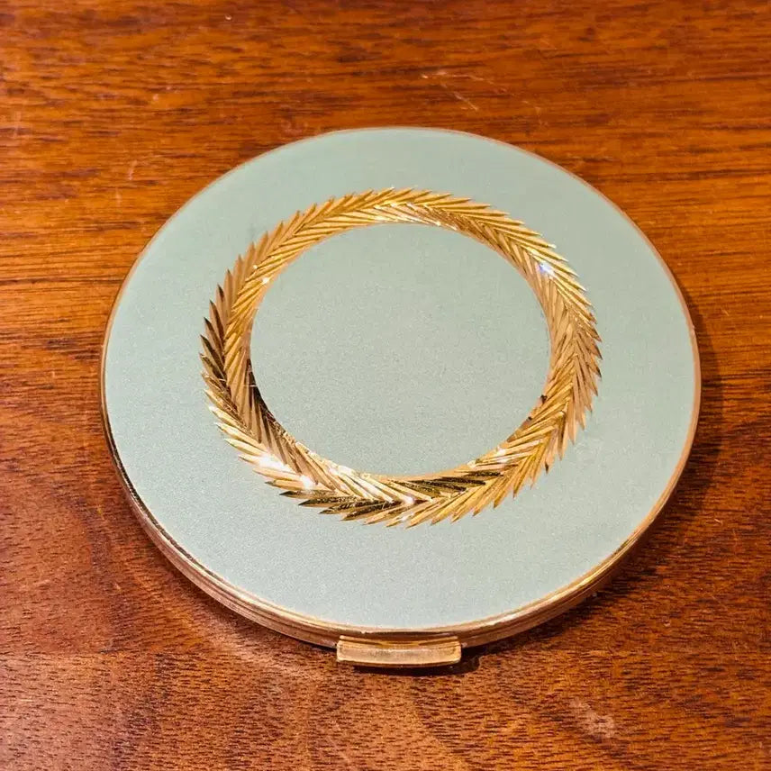 [BUNJANG] Stratton Vintage Powder Case Green Enamel Gold Trim / 영국 Stratton 빈티지 파우더 케이스 1