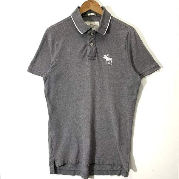 [BUNJANG] Abercrombie & Fitch Grey Short Sleeve Polo T-Shirt / 아베크롬비 그레이 반팔 PK 카라티셔츠