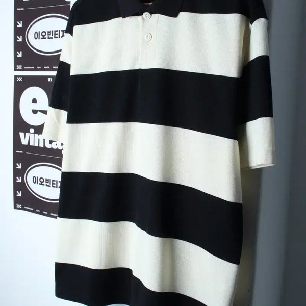 [BUNJANG] Mind Bridge Striped Short-Sleeve Polo T-Shirt H35306 / (M-2XL) 마인드브릿지 반팔 카라 티셔츠 스트라이프-H35306