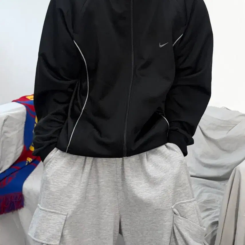 [BUNJANG] Nike 00s Black Piping Track Top Jersey XL / 나이키 00s 블랙 파이핑 트랙탑 져지 XL