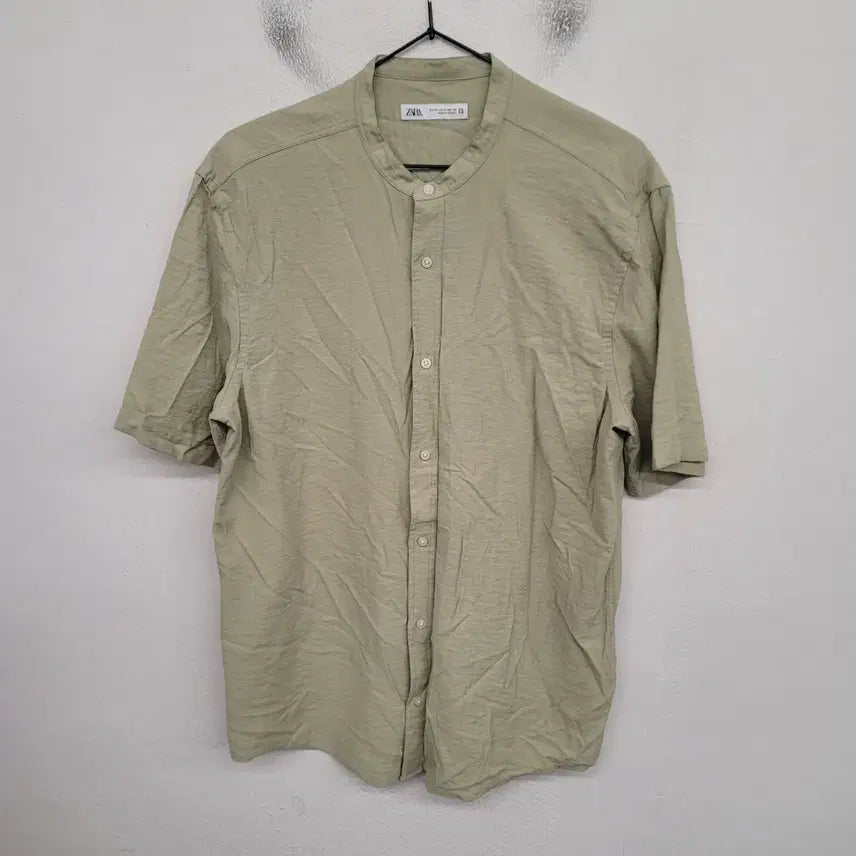 [BUNJANG] Zara Mandarin Collar Short Sleeve Shirt (M) / [95/M] 자라 차이나카라 반팔 셔츠