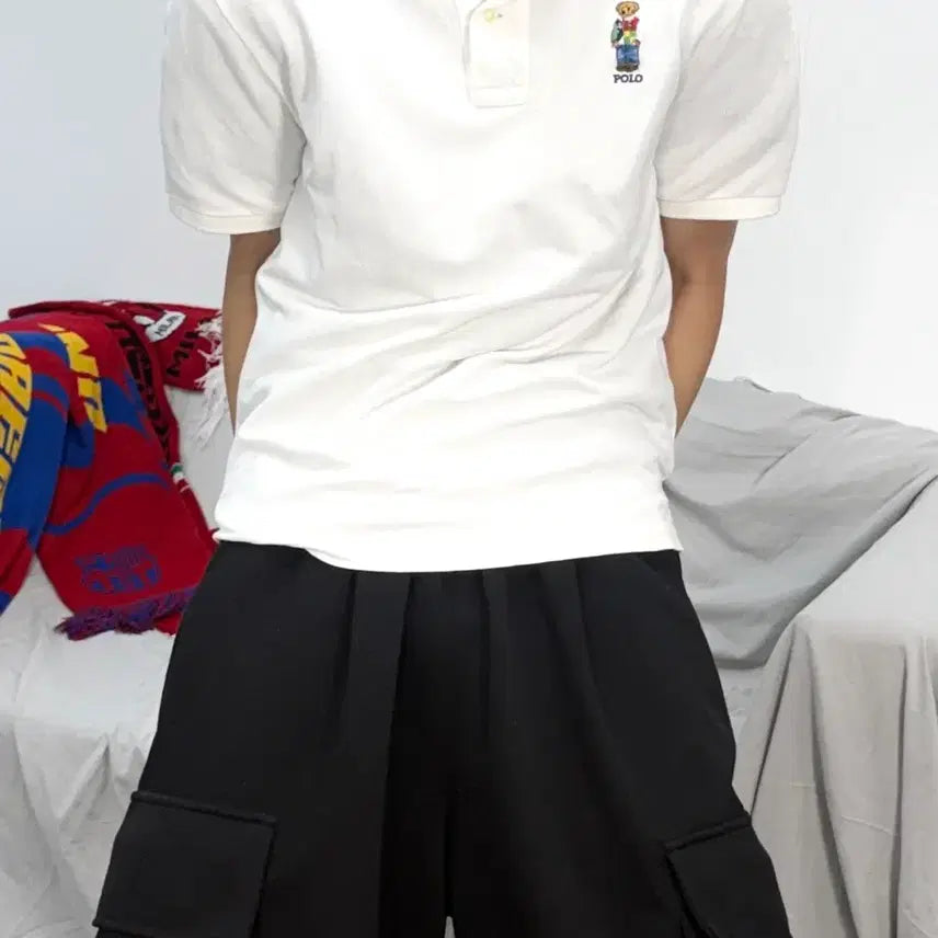 [BUNJANG] Polo Ralph Lauren Polo Bear White Short Sleeve Polo Shirt L / 폴로 랄프로렌 폴로 베어 화이트 pk L