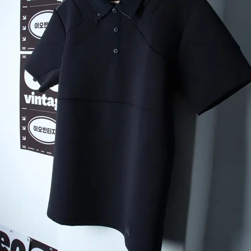 [BUNJANG] Skelido Short Sleeve Collar T-Shirt (XL) - Black / (XL) 스켈리도 반팔 카라 티셔츠 기능성 블랙 유니크-H35313