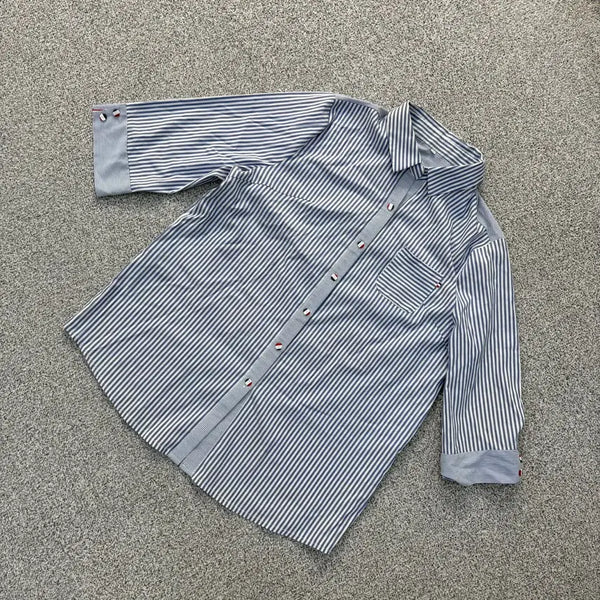[BUNJANG] XXL Vintage Women's Striped 3/4 Sleeve Shirt / XXL 빈티지 여성 스트라이프 7부 셔츠 0716J1