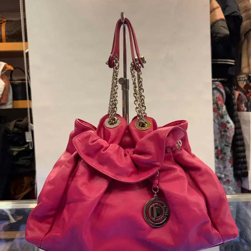 [BUNJANG] Dior Pink Leather Chain Shoulder Bag / 디올 핑크 가죽 체인 숄더백