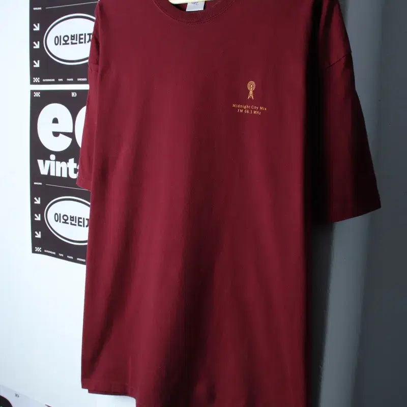 [BUNJANG] Good Nation Oversized Burgundy Old School T-Shirt XL-2XL / (XL-2XL) 굿네이션 반팔 티셔츠 빅사이즈 버건디 올드스쿨-H35323