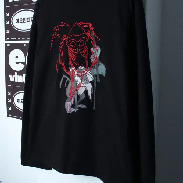 [BUNJANG] Maisonmined Lion King Collaboration Long Sleeve T-Shirt Black Limited Edition / (S-L) 메종미네드 긴팔티셔츠 라이온킹 협업 블랙 한정판-H35325