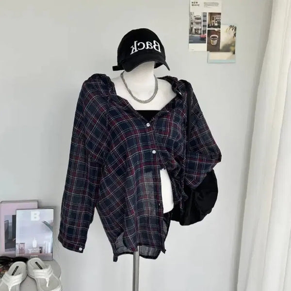 [BUNJANG] Check Pattern Loose Fit Shirt / 체크 패턴 루즈핏 셔츠