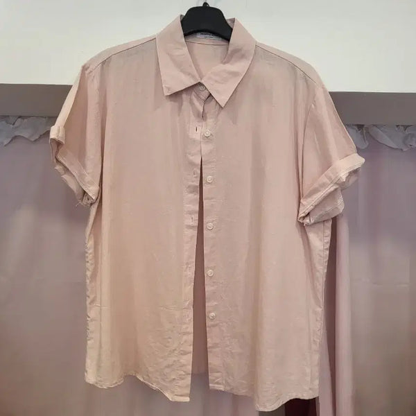 [BUNJANG] Linen Shirt Pink / 린넨연핑크셔츠