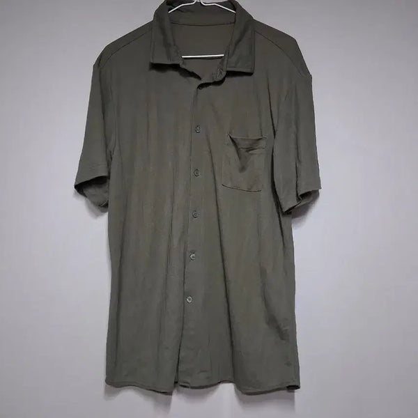 [BUNJANG] Khaki Short Sleeve Shirt (Size 105) / 카키색 반팔 셔츠(105)