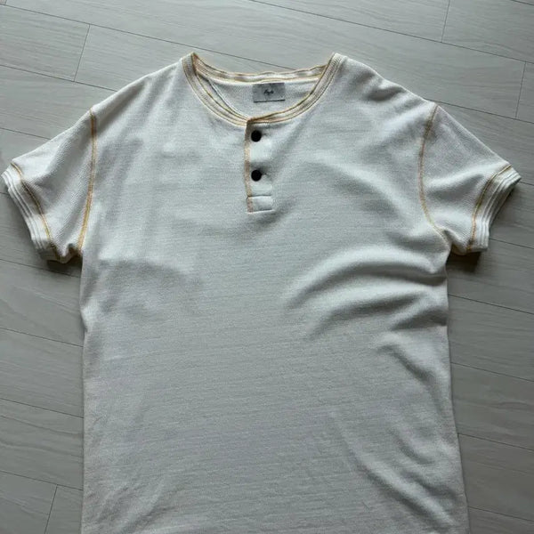 [BUNJANG] Heist Washed Waffle Knit Henley Neck Size 2 Ecru / 헤이스트 워시드 와플 니트 헨리넥 에크루 2사이즈