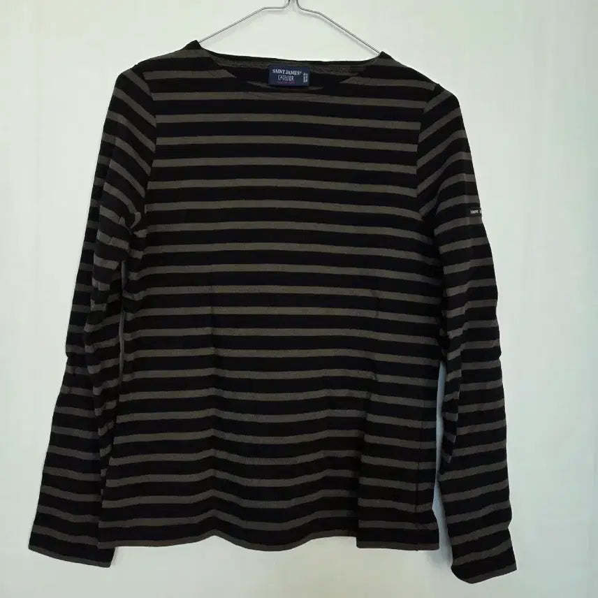 [BUNJANG] Saint James Border Plain Long Sleeve T-Shirt Black/Brown / 세인트제임스 보더 무지 긴팔티 블랙/브라운 봉7
