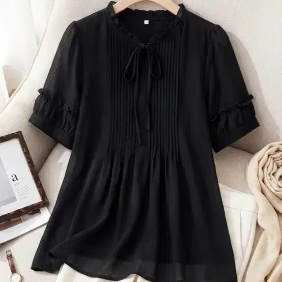 [BUNJANG] Black Ribbon Blouse / 블랙  리본 블라우스